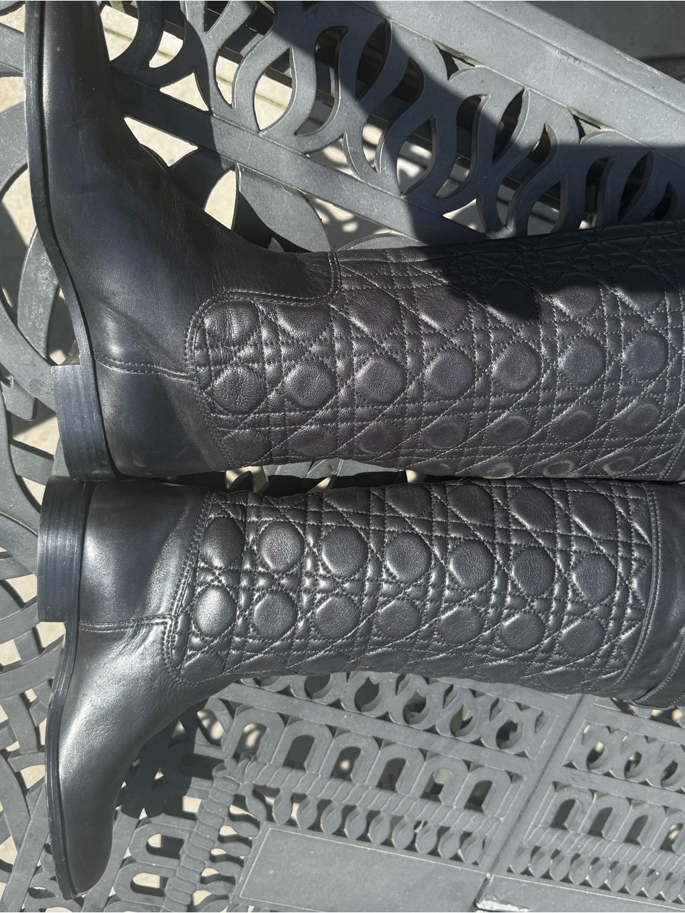 Dior Black Quilted Leather Riding Boots - size 8.5 - Picture 7 of 15